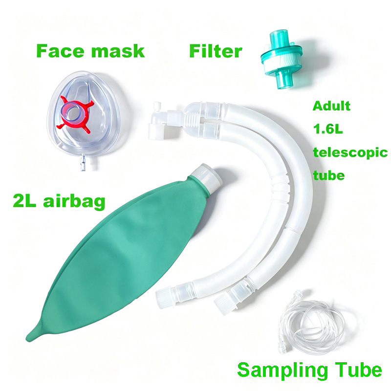 Close-up of anesthesia circuit Y-piece with luer lock gas sampling port and cap